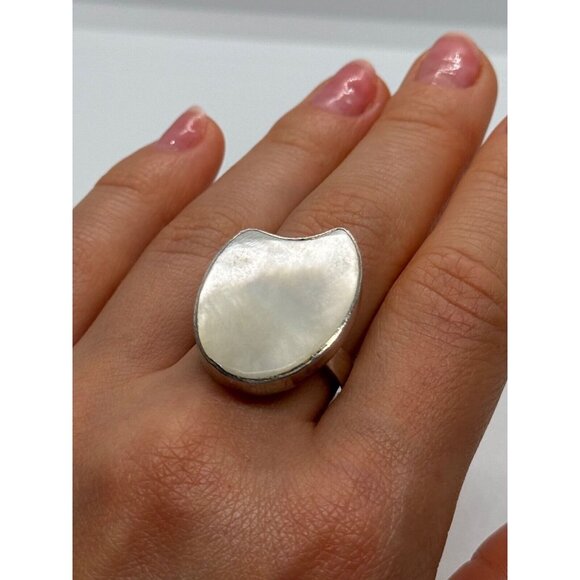 925 STERLING SILVER ABALONE SHELL RING SIZE 12 - Picture 1 of 10
